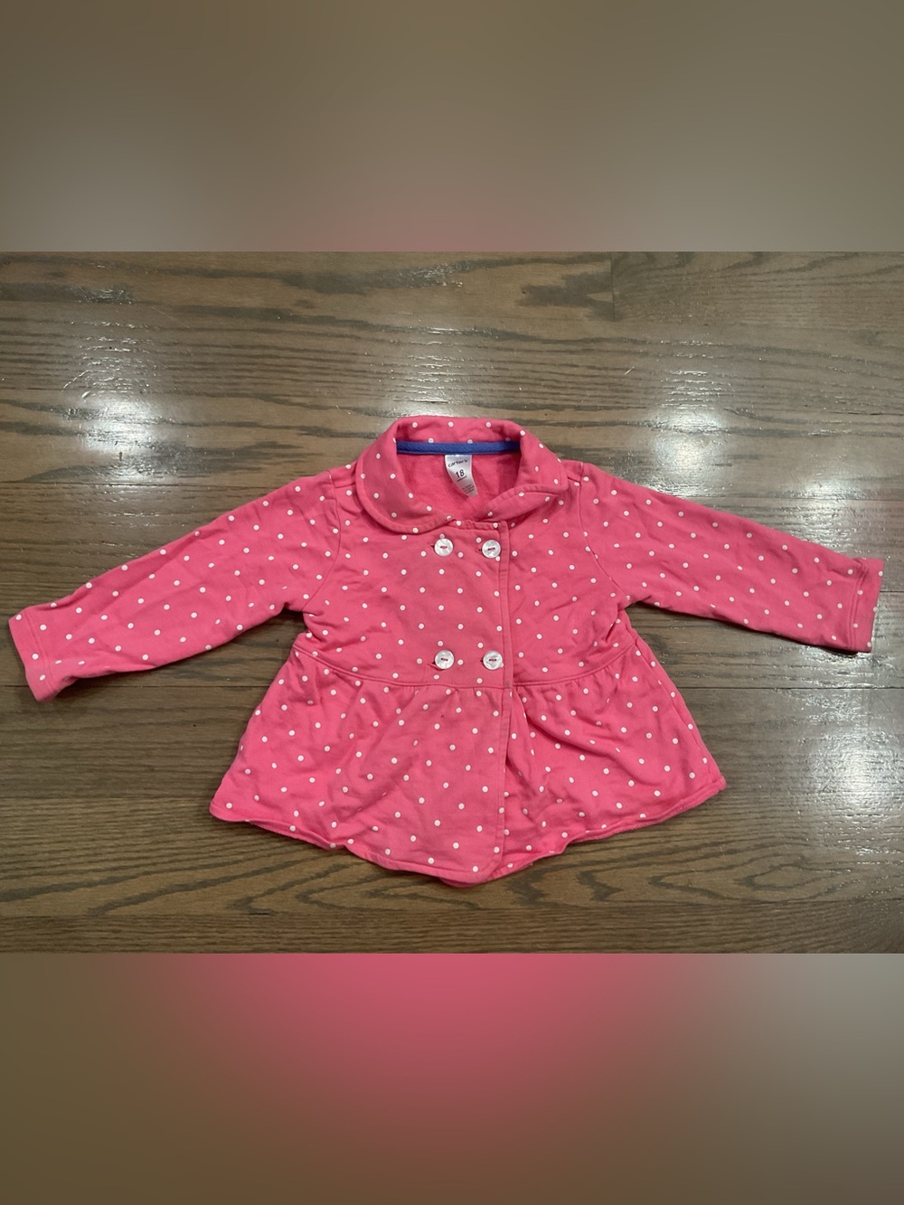 Carter’s Girls Pink & White Polka Dot Coat Size 18 Like New